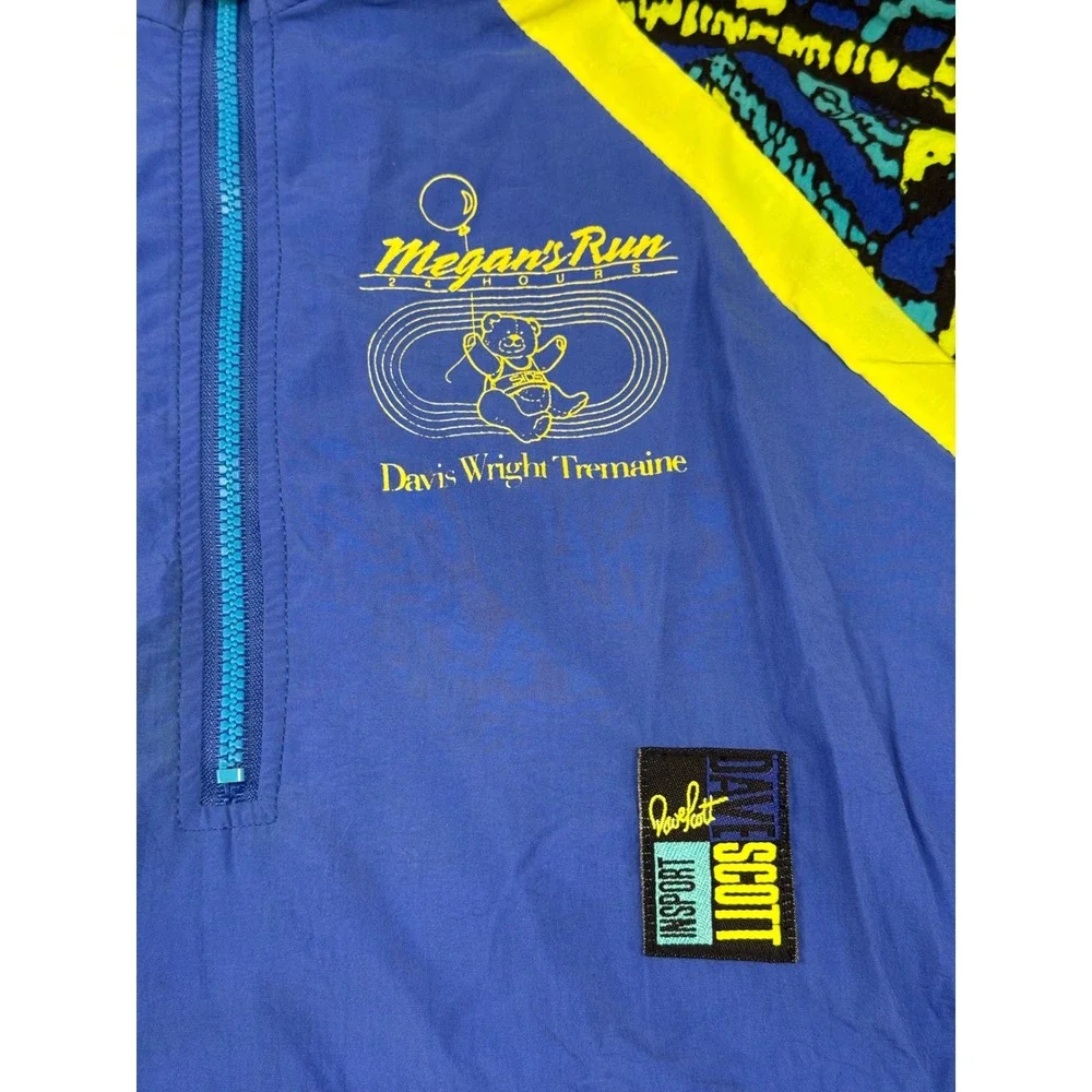 Vintage Insport Mens Tracksuit Set Large Blue Yellow Geometric 90s Windbreaker